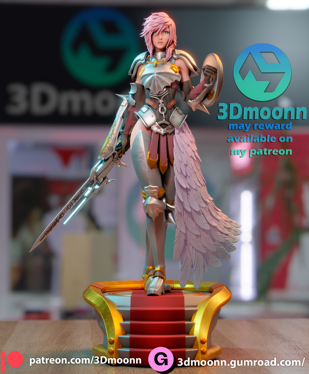 Pink Hair Swordwoman resin garage kit - product image by 3DMoonn