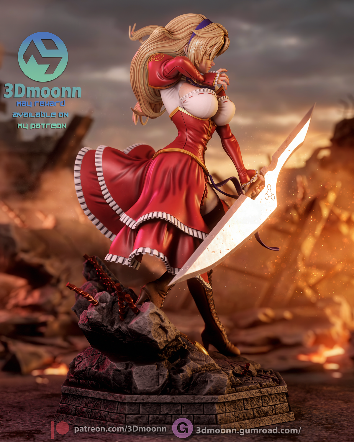 Head Student Swordswoman resin garage kit - product image by 3DMoonn
