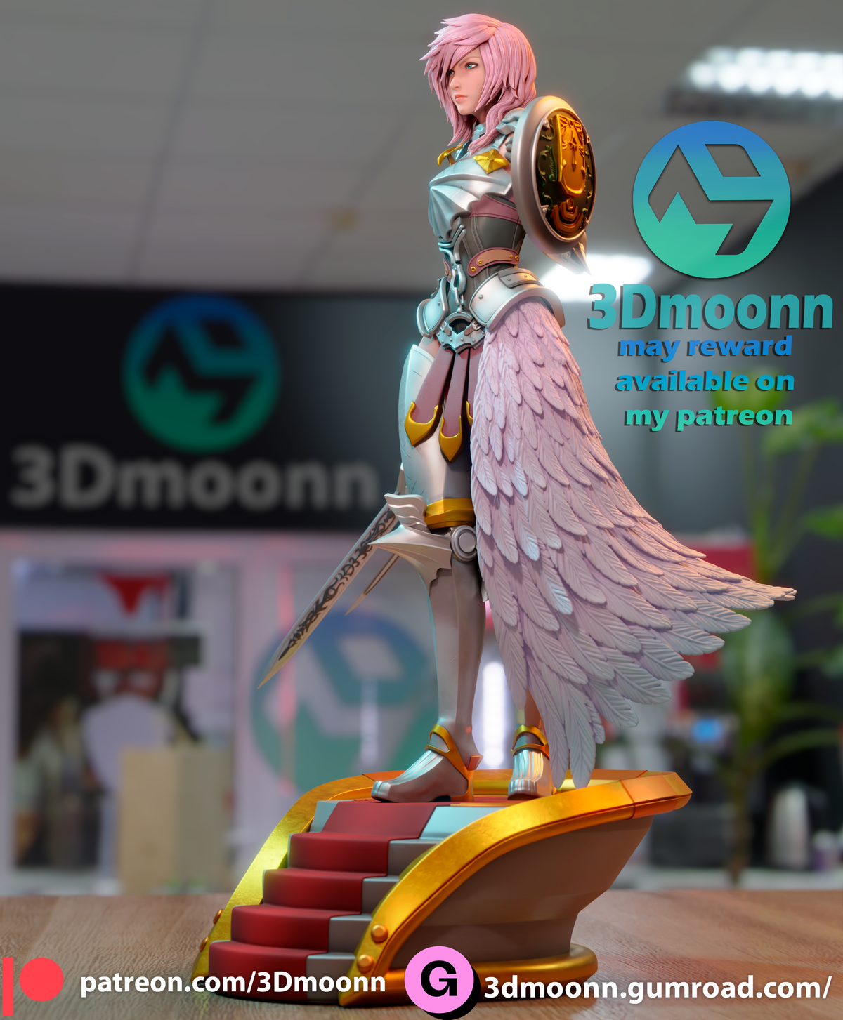 Pink Hair Swordwoman resin garage kit - product image by 3DMoonn