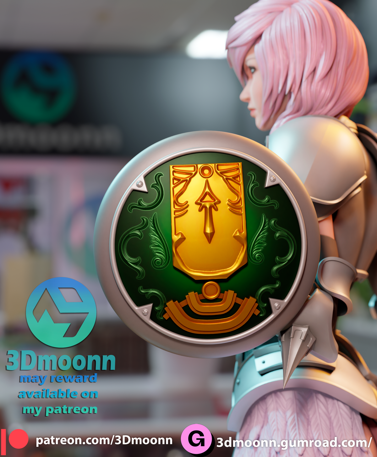 Pink Hair Swordwoman resin garage kit - product image by 3DMoonn