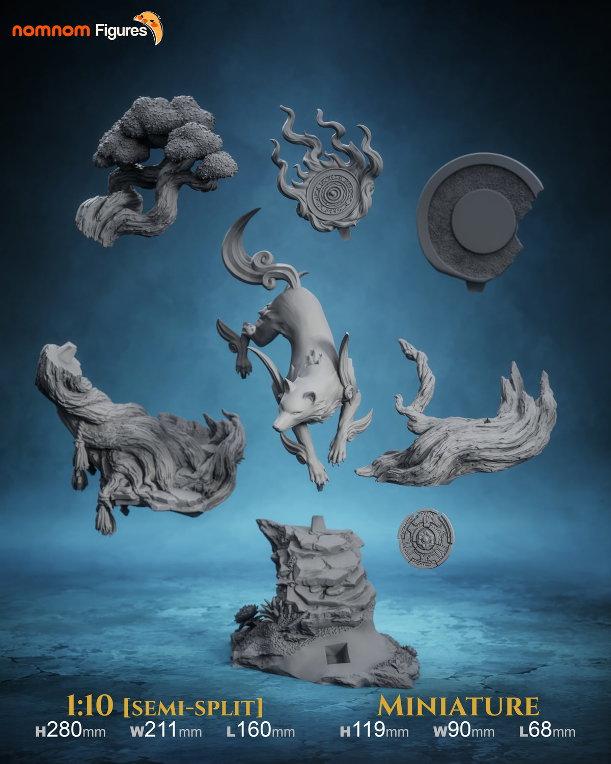 White Wolf Sun God resin garage kit - product image by NomNom Figures